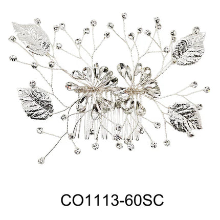 CRYSTAL LEAF DECOR TIARA HAIR COMB CO1113-60 (1PC)