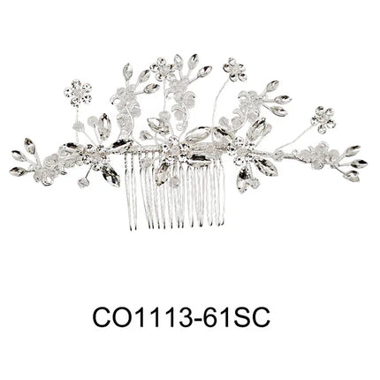 CRYSTAL FLOWER DECOR TIARA HAIR COMB CO1113-61 (1PC)
