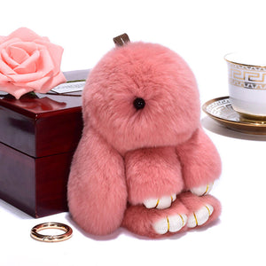 LARGE RABBIT POM POM KEYCHAIN 0225-6 (12PC)