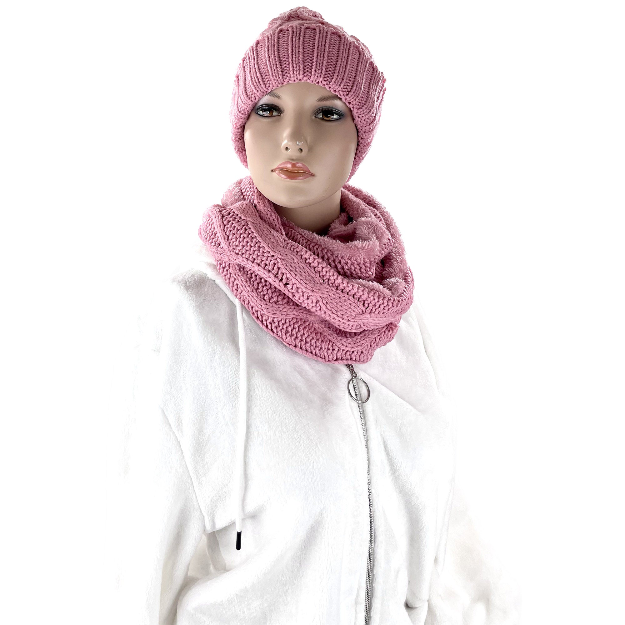 POM POM KNITTED BEANIE SCARF GLOVE 3 SET 3111 (12PC)