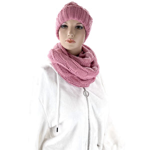 POM POM KNITTED BEANIE SCARF GLOVE 3 SET 3111 (12PC)
