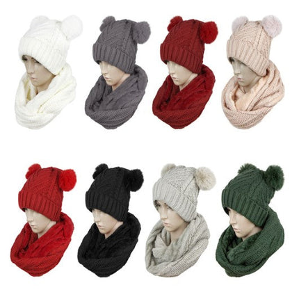 Pom Pom Beanie and Scarf Set CP3157 (12SET)