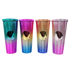 STUDDED SPARKLE VENTI TUMBLER WITH STRAW 3731-6 (12PC)