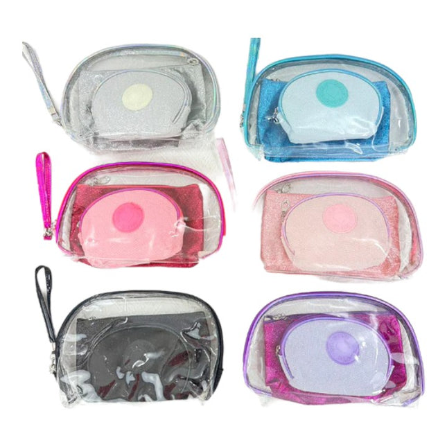 CLEAR HEART GLITTER POUCH SET 4226-9 (12SET)