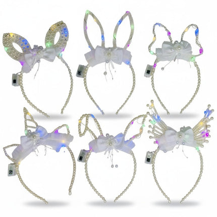 Led Animal Ear Light up Pearl Beads Headband JH5828-4 (12PC)