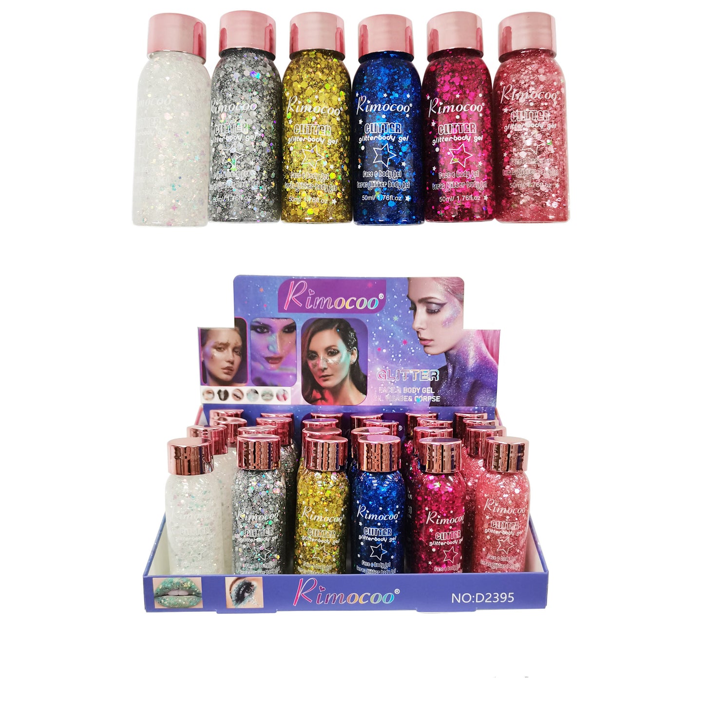 FACE AND BODY GLITTER GEL 2395 (24PC)