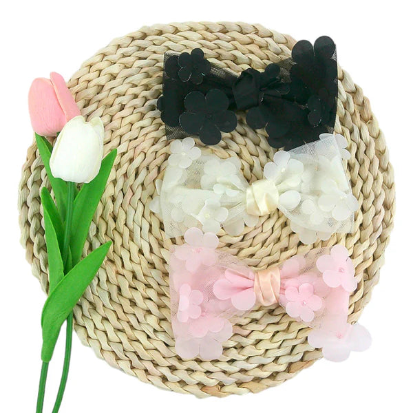 Flower Mesh Bow Clip HRB4846-6 (10PC)