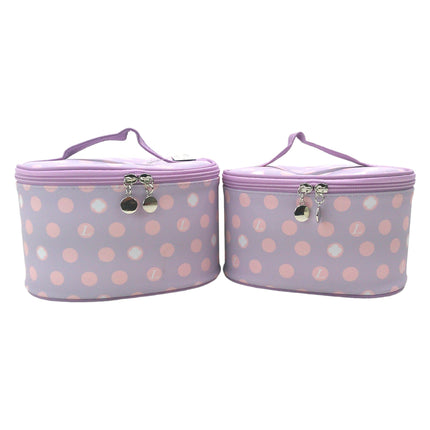 Vegan Leather Polk Dot Print Cosmetic Case Travel Bag FB211 (6SET)