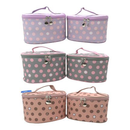 Vegan Leather Polk Dot Print Cosmetic Case Travel Bag FB211 (6SET)