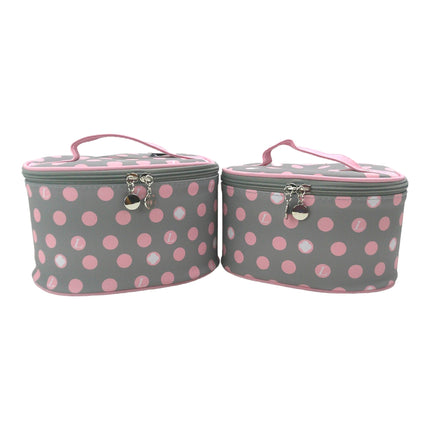 Vegan Leather Polk Dot Print Cosmetic Case Travel Bag FB211 (6SET)