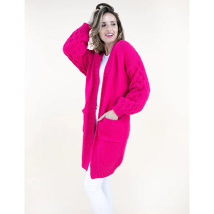 Braid Knitted Sleeves Long Open Cardigan FP61505 (2pc)