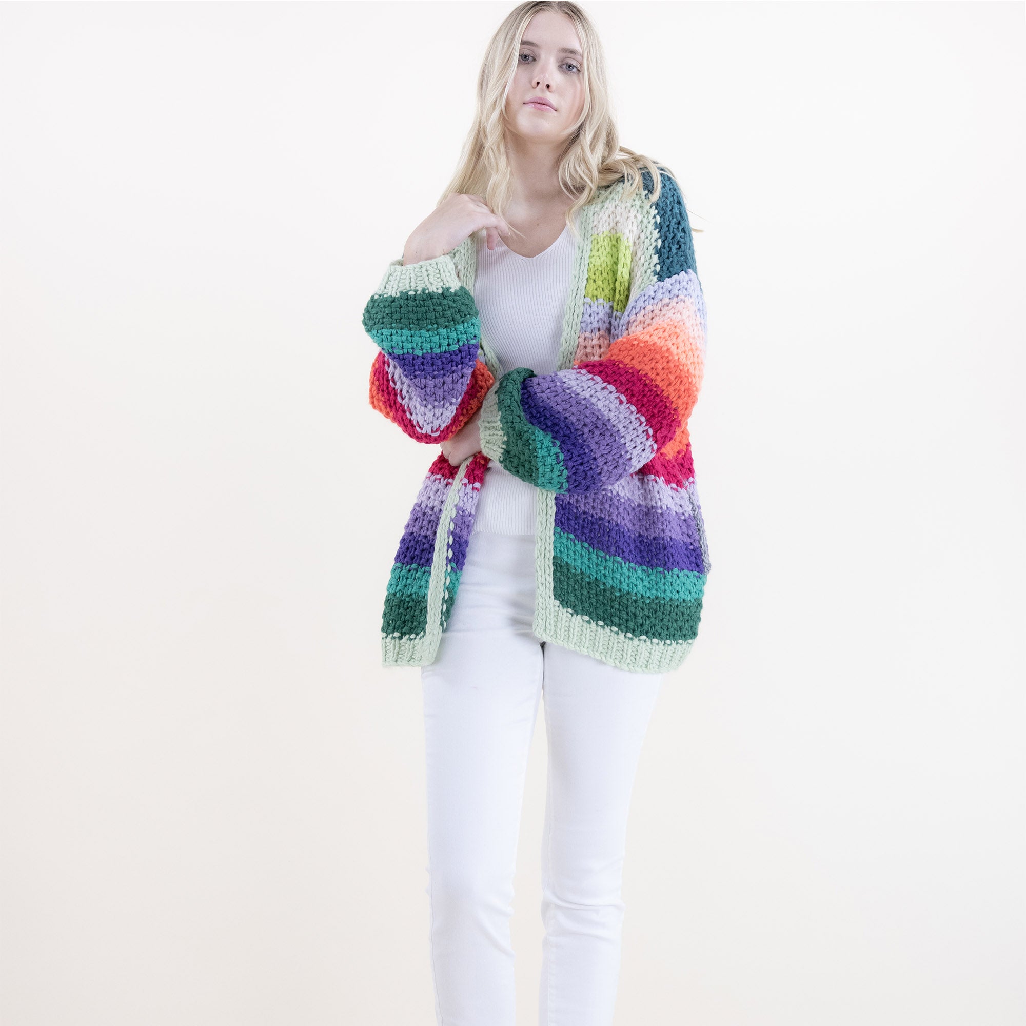 MULTI COLOR HAND KNITTED CARDIGAN 63072 (6PC)