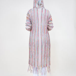 TRIBAL STRIPE PATTERN HOODIE FRINGED LONG CARDIGAN 64088 (6PC)