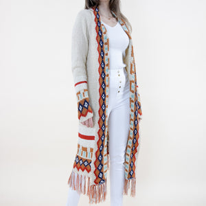 TIRBAL FRINGED LONG CARDIGAN 64097 (6PC)