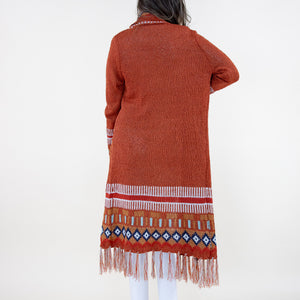 TIRBAL FRINGED LONG CARDIGAN 64097 (6PC)