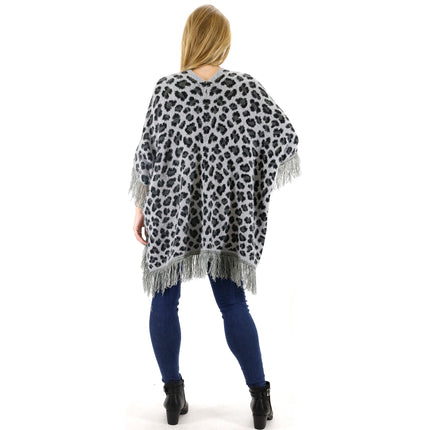 LEOPARD PATTERN FRINGED SHAWL SH524-1 (6PC)