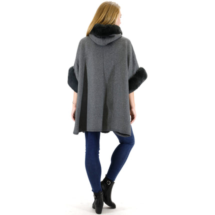 FUR HOODIE SHAWL P183 (3PC)