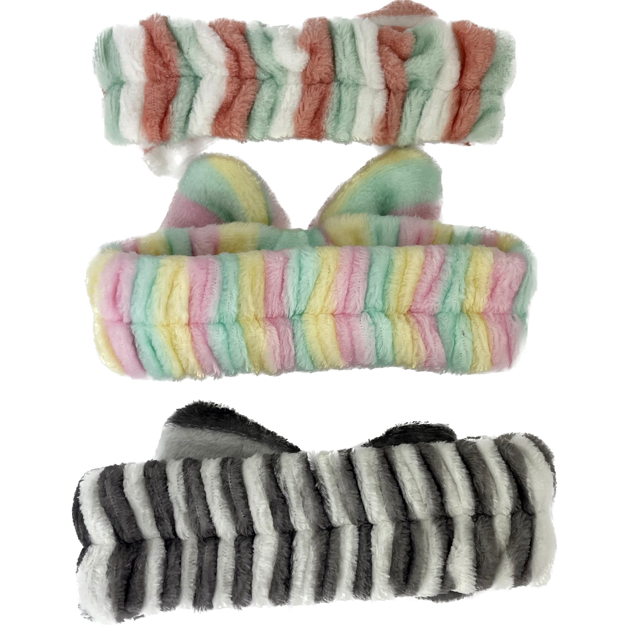 CUTE STRIPE PATTERN RIBBON SPA HEADWRAP 0315-20 (12PC)