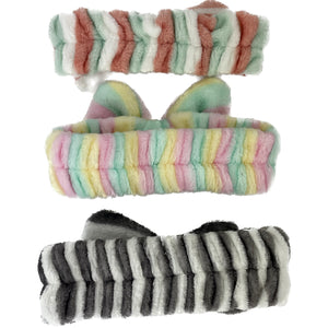 CUTE STRIPE PATTERN RIBBON SPA HEADWRAP 0315-20 (12PC)