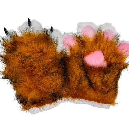 Faux Fur Cat Paws Furry Gloves Animal Mittens GE5829-1 (12PAIR)