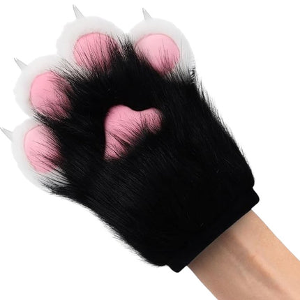 Faux Fur Cat Paws Furry Gloves Animal Mittens GE5829-1 (12PAIR)