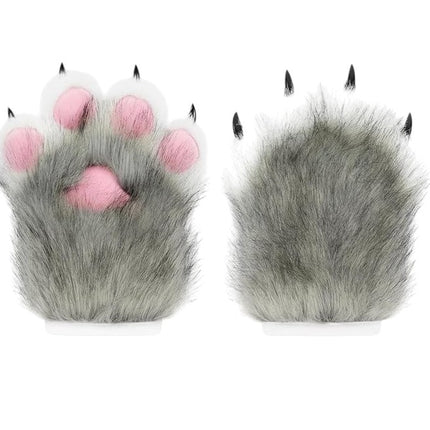 Faux Fur Cat Paws Furry Gloves Animal Mittens GE5829-1 (12PAIR)