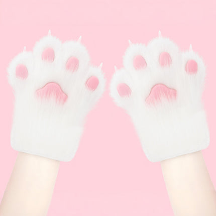 Faux Fur Cat Paws Furry Gloves Animal Mittens GE5829-1 (12PAIR)