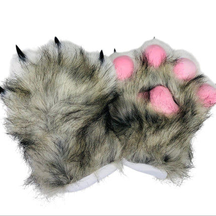 Faux Fur Cat Paws Furry Gloves Animal Mittens GE5829-1 (12PAIR)
