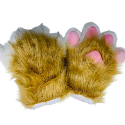 Faux Fur Cat Paws Furry Gloves Animal Mittens GE5829-1 (12PAIR)