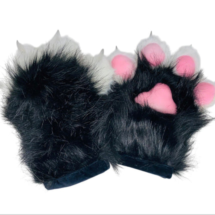 Faux Fur Cat Paws Furry Gloves Animal Mittens GE5829-1 (12PAIR)
