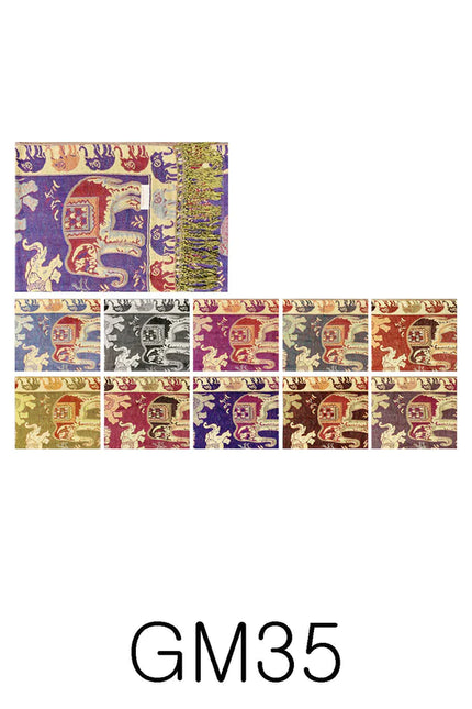 METALLIC PASHMINA ELEPHANT PATTERN GM35 (12PC)