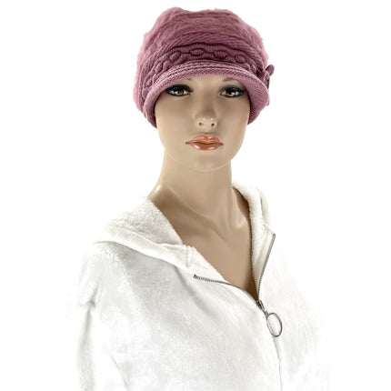 Women's Fur Visor Flower Knitted Hat H15-20 (12PC)