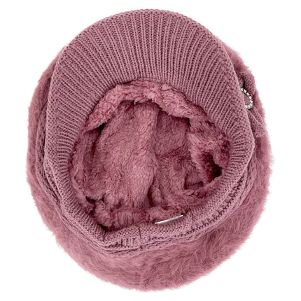 Women's Fur Visor Flower Knitted Hat H15-20 (12PC)