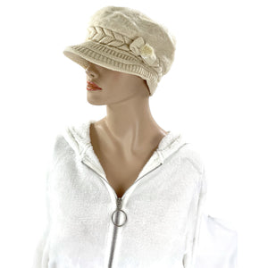 WOMEN'S FUR VISOR RIBBON KNITTED HAT 15-6 (12PC)