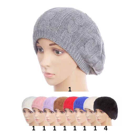 WOMEN'S KNITTED BERET HAT 20-30 (12PC)