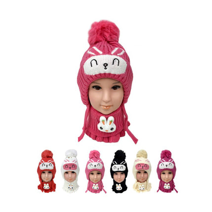 Kids Pom Pom Rabbit Beanie Neck Warmer Set H201-6 (12PC)