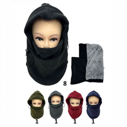Fleece Winter Hat Hoodie With Lining Neck and Face Cover H205 (12PC)