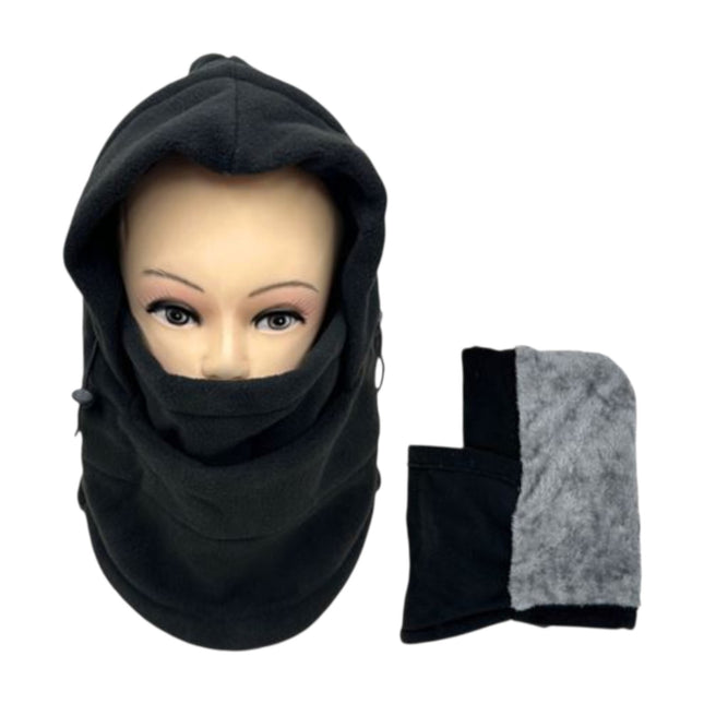 Fleece Winter Hat Hoodie With Lining Neck and Face Cover H205 (12PC)