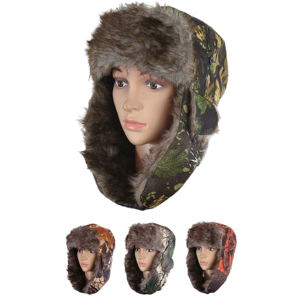 Camo Winter Hat With Faux Fur Bomber Hunter Hat H207-1 (12PC)