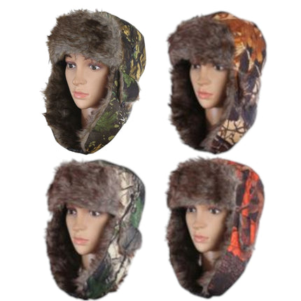 Camo Winter Hat With Faux Fur Bomber Hunter Hat H207-1 (12PC)