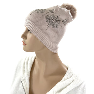 POM POM RHINESTONE DECOR BEANIE 22-3 (12PC)