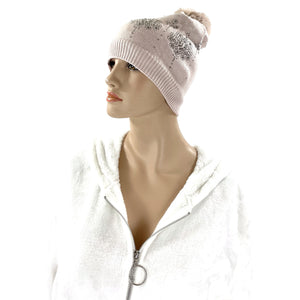 POM POM RHINESTONE DECOR BEANIE 22-3 (12PC)