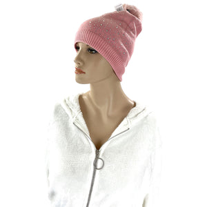 POM POM RHINESTONE DECOR BEANIE 22-4 (12PC)