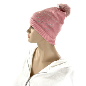 POM POM RHINESTONE DECOR BEANIE 22-4 (12PC)