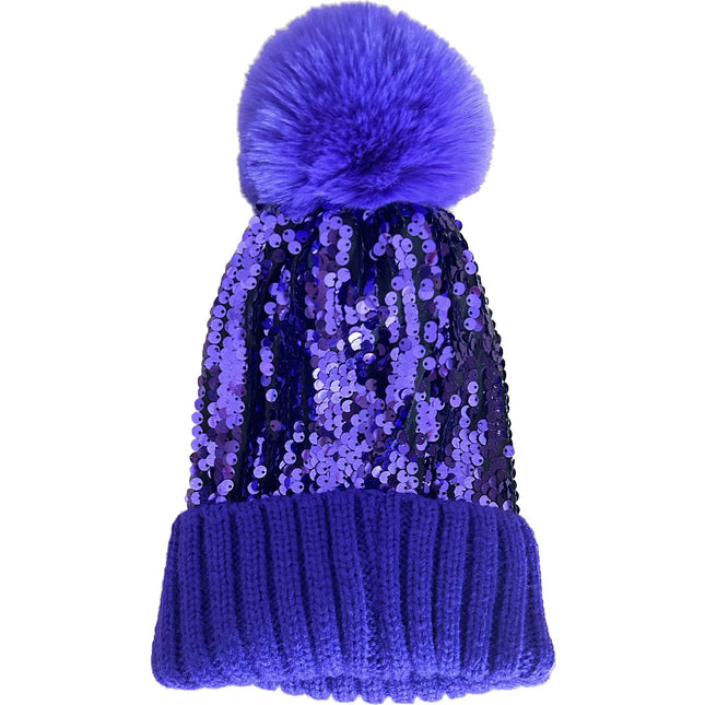Pom Pom Sequin Beanie HA3715-1 (6PC)