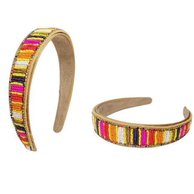 Multi Color Bead Headband HB1012-5 (12PC)