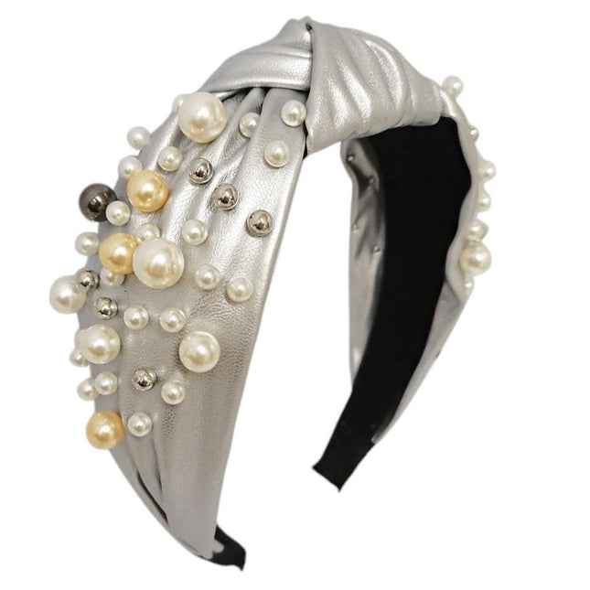 Pu Leather With Pearl Headband HB1105-18 (12PC)