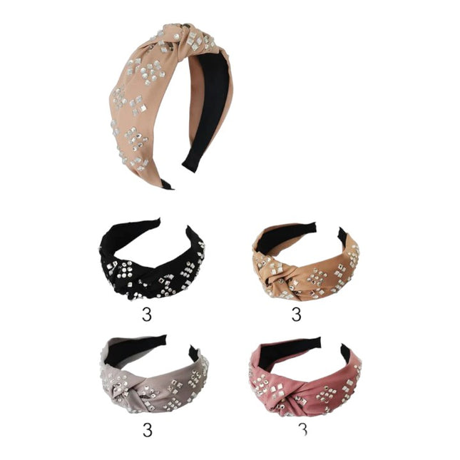 SQUARE RHINESTONE DECOR HEADBAND HB809-15 (12PC)