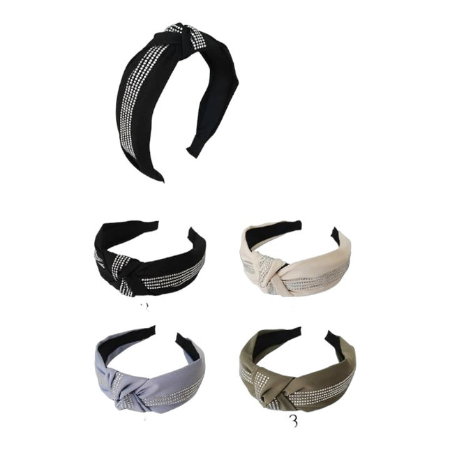 RHINESTONE DECOR KNOT HEADBAND HB809-11 (12PC)