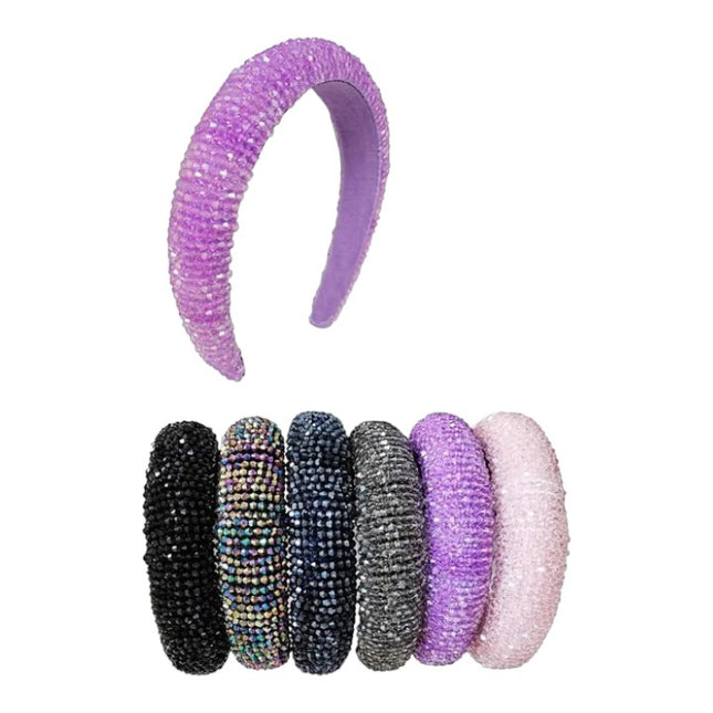 MULTI CRYSTAL BEADED HEADBAND 1203-2 (12PC)